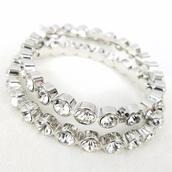 PRIMIER silver plated rhodium bangle bracelet - Picture 3 of 8